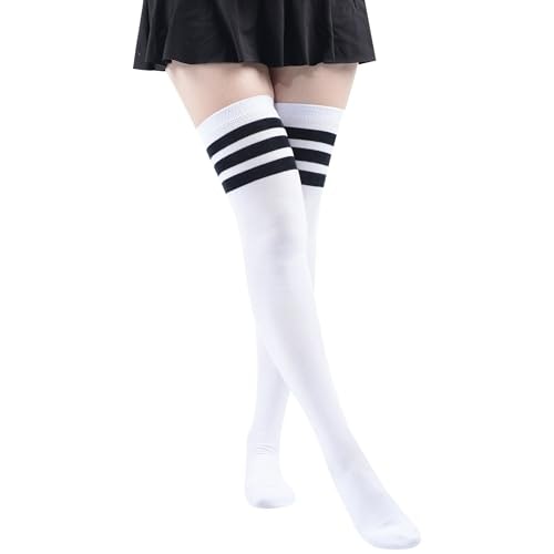 Meikan Striped Thigh High Cotton Socks: $8.49