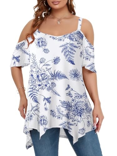 Larace Plus Size Cold Shoulder Tunic Shirt: $19.98 Larace Plus Size Cold Shoulder Tunic Shirt: $19.98