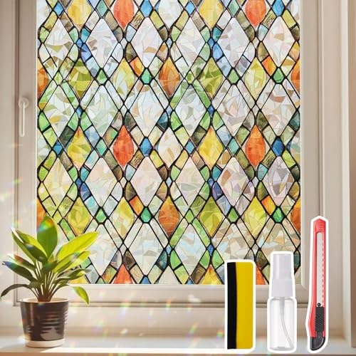 Azunel 17.5\" x 78.7\" Stained Glass Privacy Window Film: $6.36 Azunel 17.5\" x 78.7\" Stained Glass Privacy Window Film: $6.36