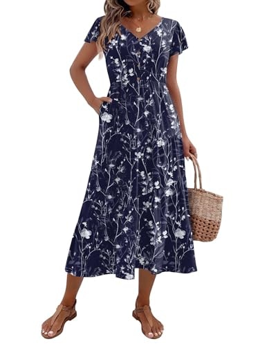 Zeagoo Women's Floral Flutter Sleeve Midi Dress: $18.99