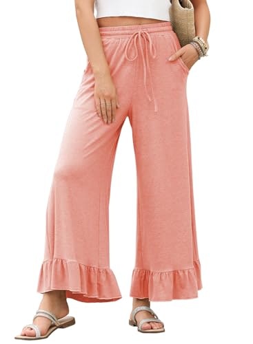 Evaless Women's Wide Leg Ruffle Hem Palazzo Pants: $24.98 Evaless Women's Wide Leg Ruffle Hem Palazzo Pants: $24.98
