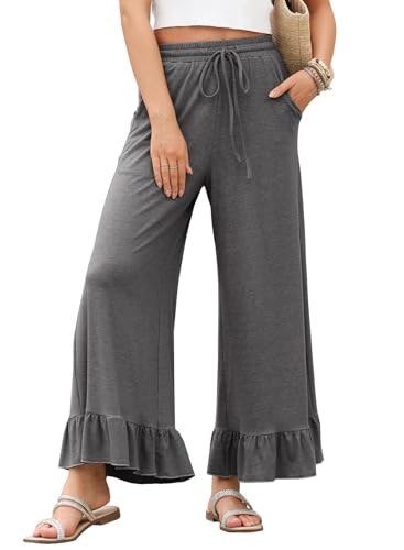 Evaless Women's Wide Leg Ruffle Hem Palazzo Pants: $24.98 Evaless Women's Wide Leg Ruffle Hem Palazzo Pants: $24.98