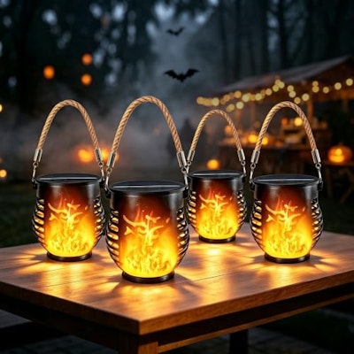 Solar Flickering Flame Lantern 4-Pack for $18 + free shipping w/ Prime