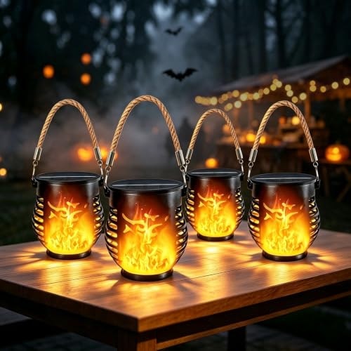 Solar Flickering Flame Lantern 4-Pack: $17.99