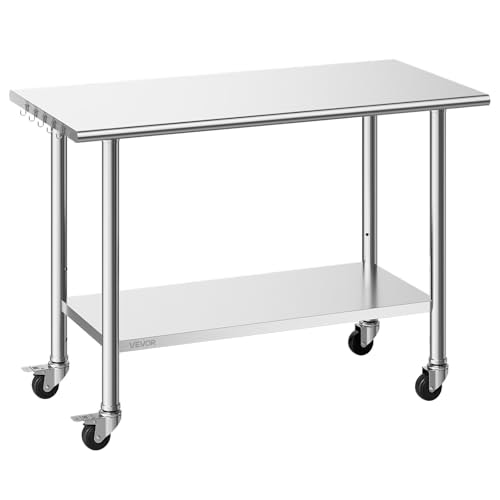 Vevor 24x48-inch Stainless Steel Kitchen Work Table: $90.25 Vevor 24x48-inch Stainless Steel Kitchen Work Table: $90.25
