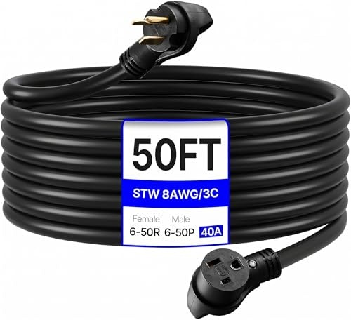 Vevor 30A 50-Foot 250V 7,500W NEMA 6-50P to 6-50R Generator Extension Cord: $116.80 Vevor 30A 50-Foot 250V 7,500W NEMA 6-50P to 6-50R Generator Extension Cord: $116.80