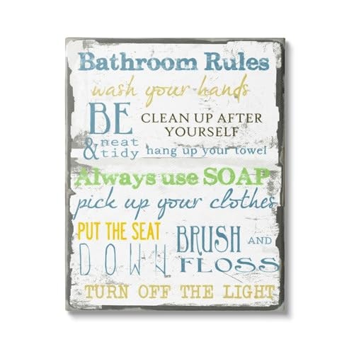 Stupell Industries Bathroom Rules Canvas Wall Art: $79.99 Stupell Industries Bathroom Rules Canvas Wall Art: $79.99