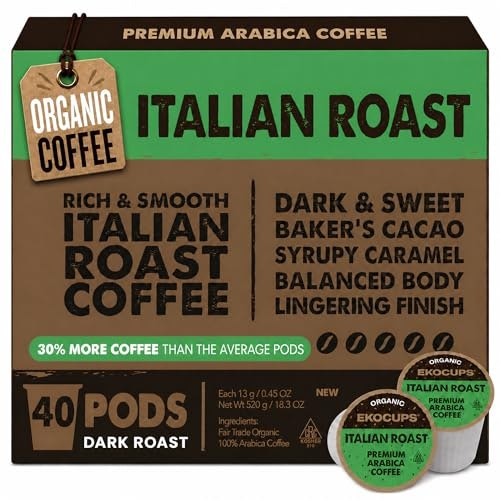 Ekocups Organic Italian Dark Roast Coffee Pods 40-Count: $23.48