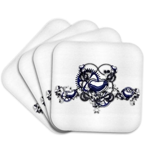 3dRose Steampunk Blue Steel Hearts Cogs Gears Coaster 4-Pack: $15.99