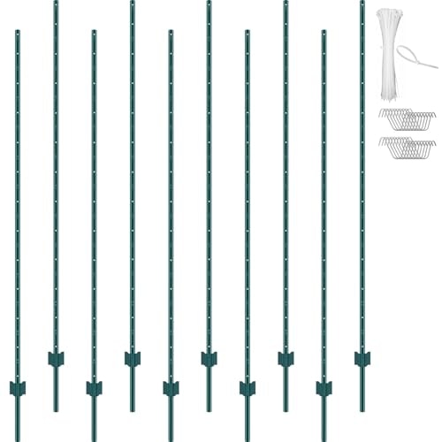 Vevor 7-Foot U-Channel Metal Fence Stakes 10-Pack: $63.37