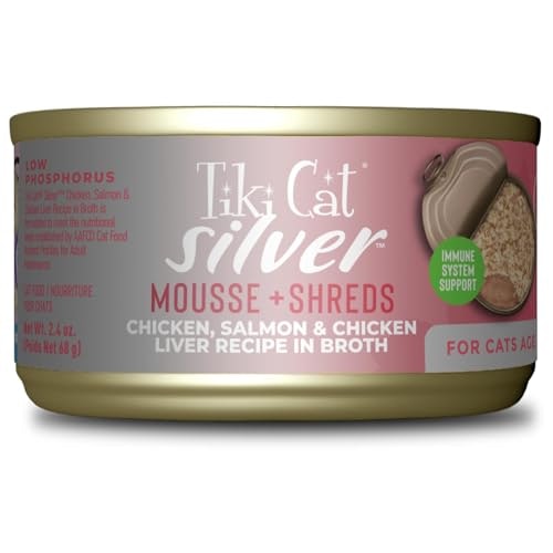Tiki Cat Silver Chicken & Salmon Senior Wet Cat Food 2.4-oz. Cans: $17.46 Tiki Cat Silver Chicken & Salmon Senior Wet Cat Food 2.4-oz. Cans: $17.46