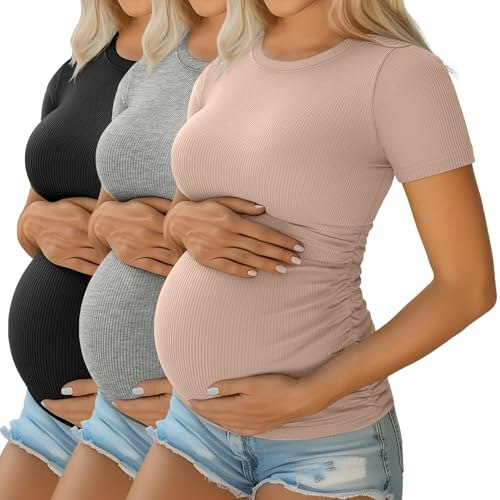 Ficerd Women's Short Sleeve Maternity Shirt 3-Pack: $31.44 Ficerd Women's Short Sleeve Maternity Shirt 3-Pack: $31.44