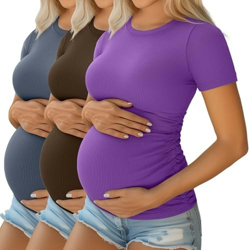 Ficerd Women's Short Sleeve Maternity Shirt 3-Pack: $17.39 Ficerd Women's Short Sleeve Maternity Shirt 3-Pack: $17.39