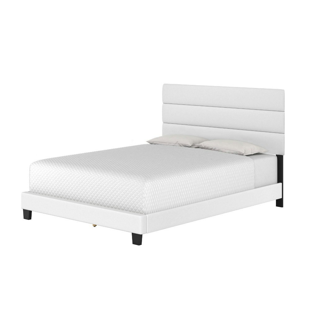 Queen Luxembourg Channel Upholstered Faux Leather Platform Bed: $281.99
