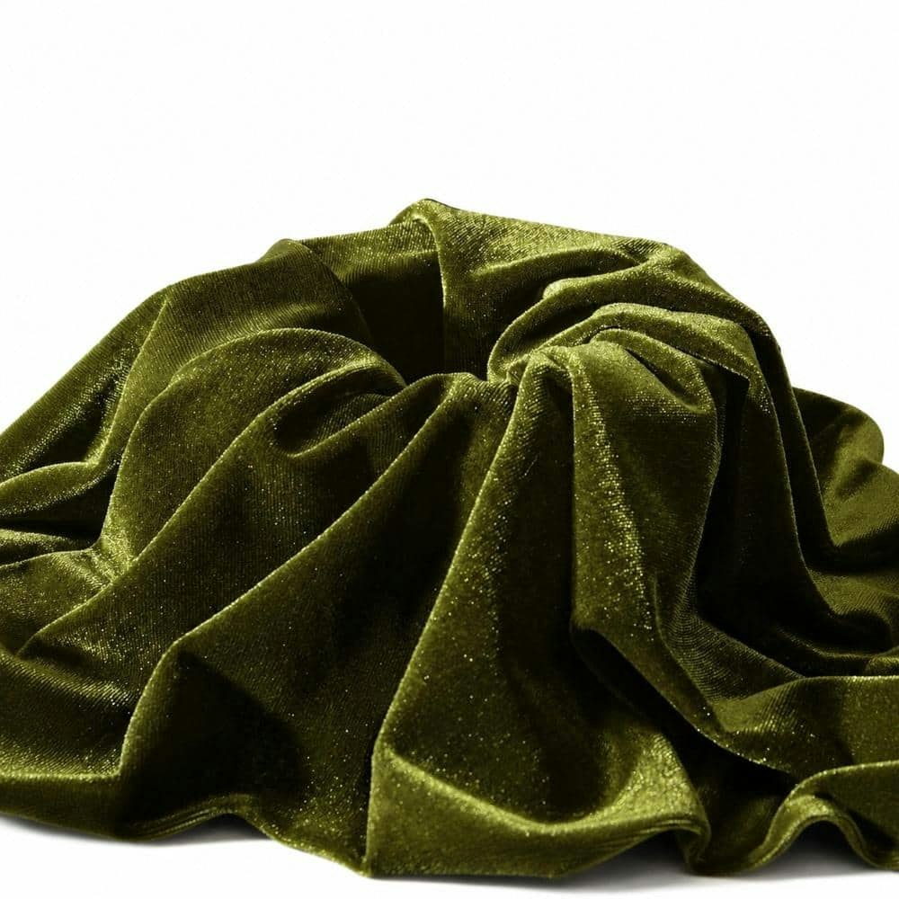 Light Olive Green Polyester Stretch Velvet Fabric 1-Yard: $54.25 Light Olive Green Polyester Stretch Velvet Fabric 1-Yard: $54.25