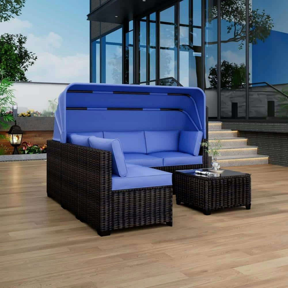 6-Piece Rattan Patio Furniture Set with Canopy: $682.99 6-Piece Rattan Patio Furniture Set with Canopy: $682.99