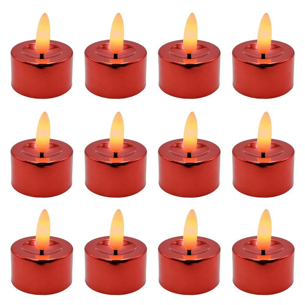 Lumabase 12-Count Battery Operated 3D Flame Tea Lights: $18.99
