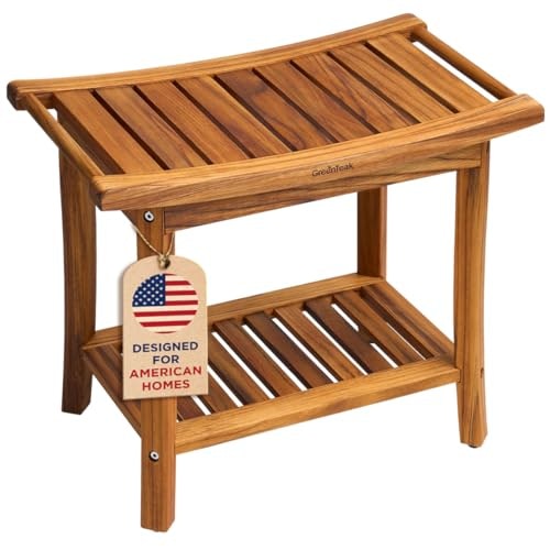 Greenteak 22-Inch Teak Wood 2-Tier Shower Bench: $110.49 Greenteak 22-Inch Teak Wood 2-Tier Shower Bench: $110.49