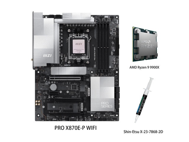 MSI PRO X870E-P WIFI Motherboard and AMD Ryzen 9 9900X Processor Combo: $999.99 MSI PRO X870E-P WIFI Motherboard and AMD Ryzen 9 9900X Processor Combo: $999.99