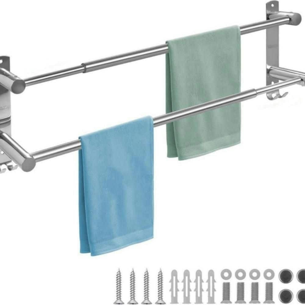 17-30 Inch Adjustable Stainless Steel Double Towel Bar 4-Pack: $48.99
