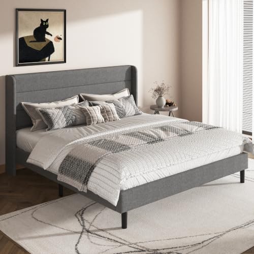 Mxhtcewz Full Size Linen Upholstered Wing Headboard Bed Frame: $174.64