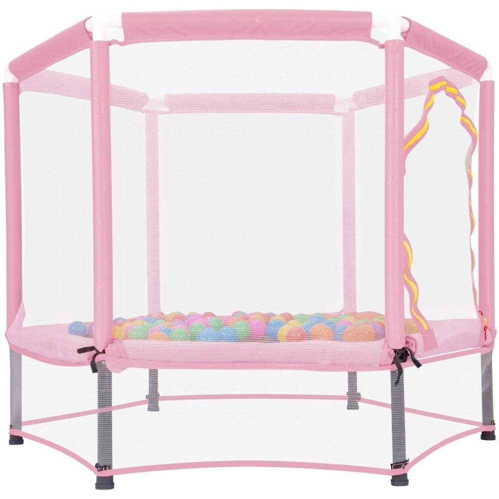 55-Inch Outdoor Round Trampoline with Safety Enclosure and Balls: $162.29