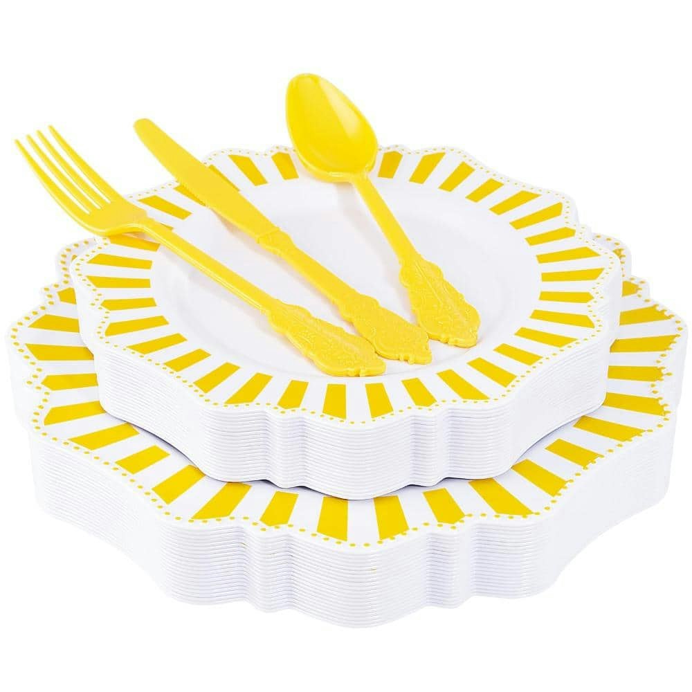 Disposable Plastic Tableware Plates and Silverware Set 150-Piece: $86.99 Disposable Plastic Tableware Plates and Silverware Set 150-Piece: $86.99