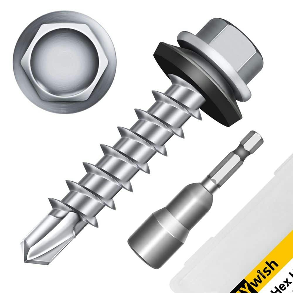 #10 x 1-inch Galvanized Hex Head Self-Drilling Roofing Screws 100-Pack: $18.99
