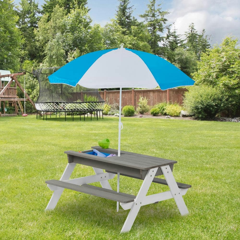 3-in-1 Kids Wooden Picnic Table with Umbrella: $138.16