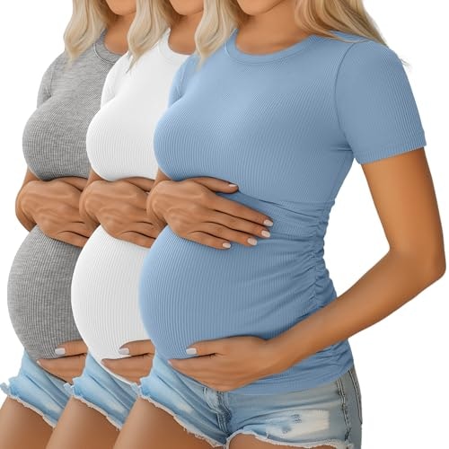 Ficerd Women's Short Sleeve Maternity Shirt 3-Pack: $31.44 Ficerd Women's Short Sleeve Maternity Shirt 3-Pack: $31.44