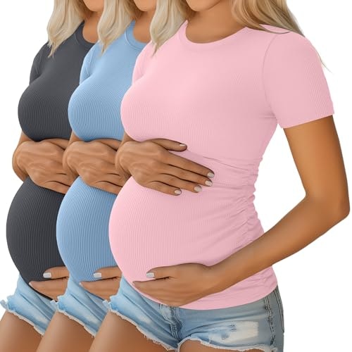 Ficerd Women's Short Sleeve Maternity Shirt 3-Pack: $29.59 Ficerd Women's Short Sleeve Maternity Shirt 3-Pack: $29.59
