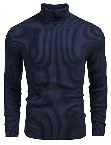 Coofandy Men's Ribbed Slim Fit Turtleneck Sweater: $25.19