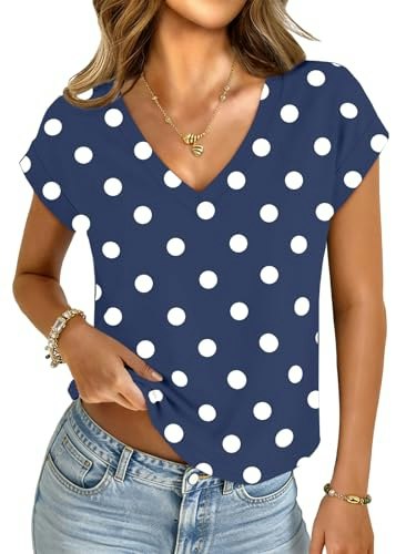 Unclecat Women's Polka Dot V-Neck Crop Top: $12.74 Unclecat Women's Polka Dot V-Neck Crop Top: $12.74