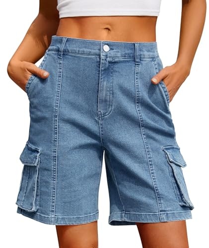 Ivir High-Waisted Denim Cargo Jorts: $27.98 Ivir High-Waisted Denim Cargo Jorts: $27.98