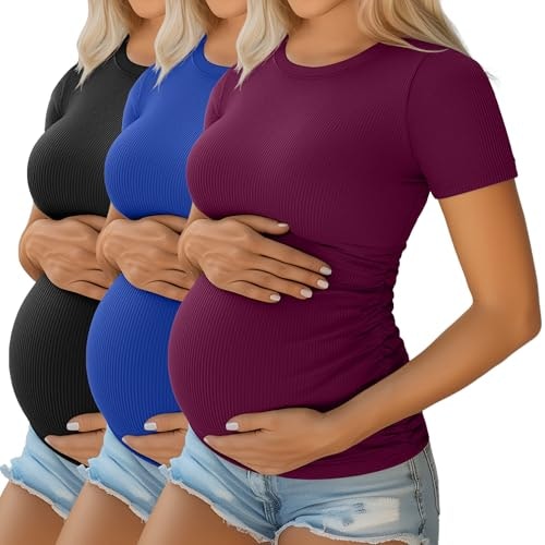 Ficerd Women's Short Sleeve Maternity Shirt 3-Pack: $31.44 Ficerd Women's Short Sleeve Maternity Shirt 3-Pack: $31.44