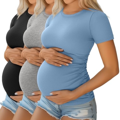 Ficerd Women's Short Sleeve Maternity Shirt 3-Pack: $29.59 Ficerd Women's Short Sleeve Maternity Shirt 3-Pack: $29.59