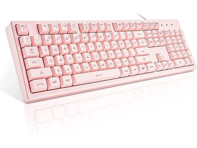 Basaltech Pink 7-Color LED Backlit Wired Keyboard: $59.98