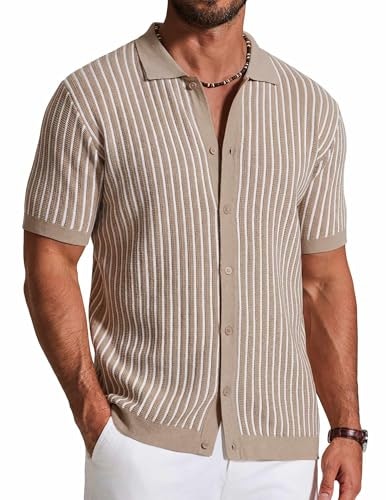 Coofandy Men's Vintage Striped Knitted Polo Shirt: $25.49 Coofandy Men's Vintage Striped Knitted Polo Shirt: $25.49