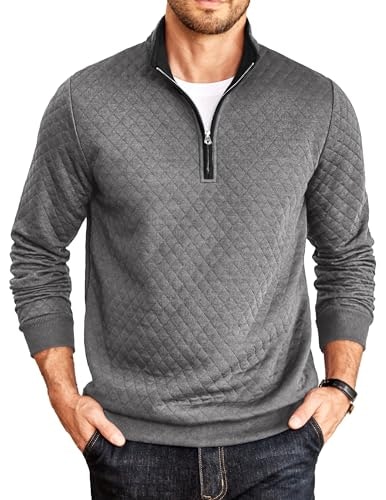 Coofandy Men's Quarter Zip Mock Neck Quilted Sweatshirt: $25.49 Coofandy Men's Quarter Zip Mock Neck Quilted Sweatshirt: $25.49