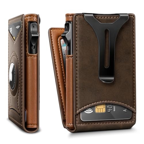 Bulliant Slim Magnetic Leather AirTag Wallet with Money Clip: $29.98