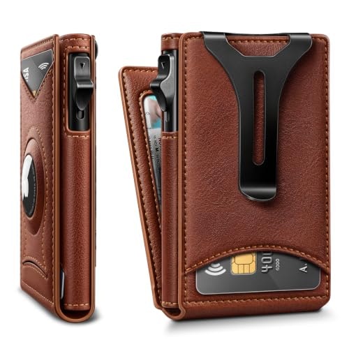 Bulliant Slim Magnetic Leather AirTag Wallet with Money Clip: $29.98