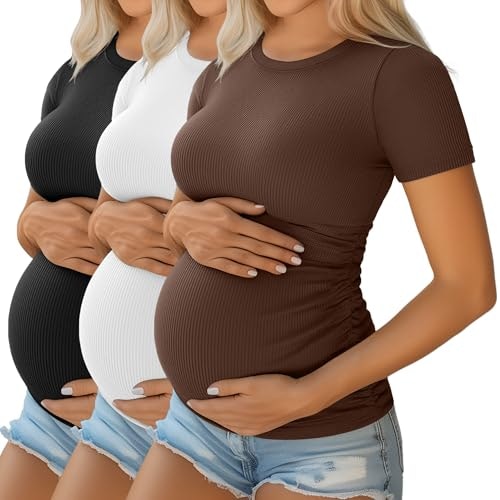 Ficerd Women's Short Sleeve Maternity Shirt 3-Pack: $29.59 Ficerd Women's Short Sleeve Maternity Shirt 3-Pack: $29.59