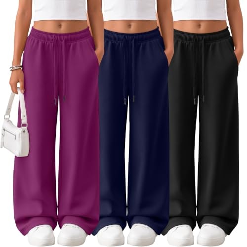 LessonZoo Girls Wide Leg Sweatpants 3-Pack: $35.69