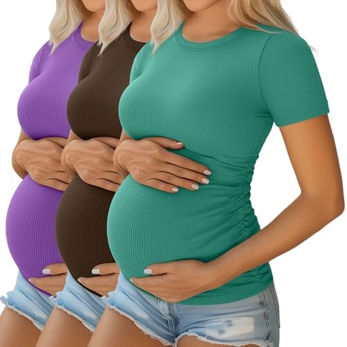 Ficerd Women's Short Sleeve Maternity Shirt 3-Pack: $17.39 Ficerd Women's Short Sleeve Maternity Shirt 3-Pack: $17.39