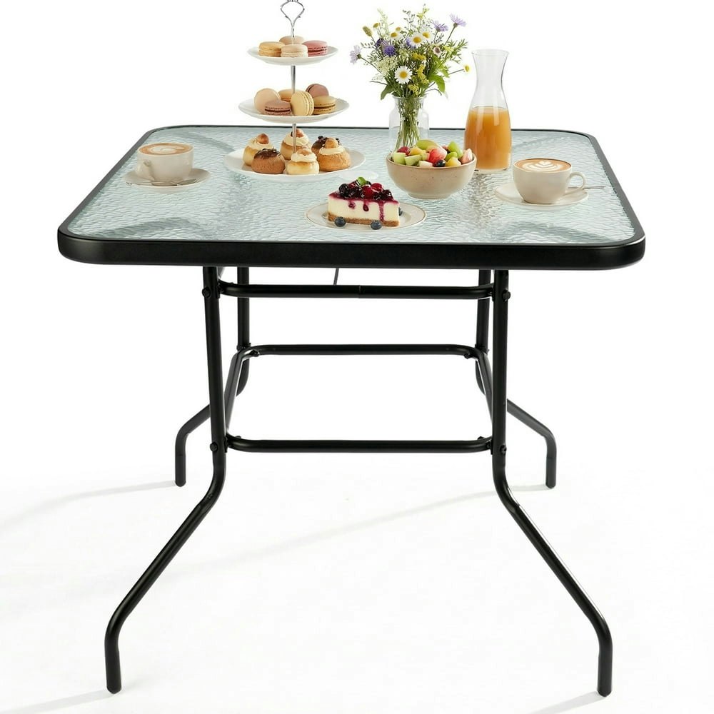 Zimtown 31-Inch Outdoor Glass-Top Dining Table: $53.99