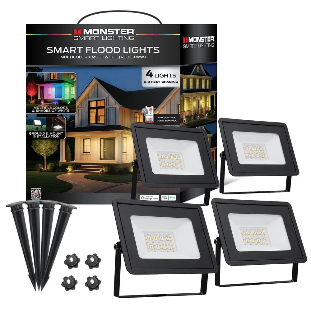 Monster Smart Outdoor LED Flood Light 4-Pack: $84 Monster Smart Outdoor LED Flood Light 4-Pack: $84