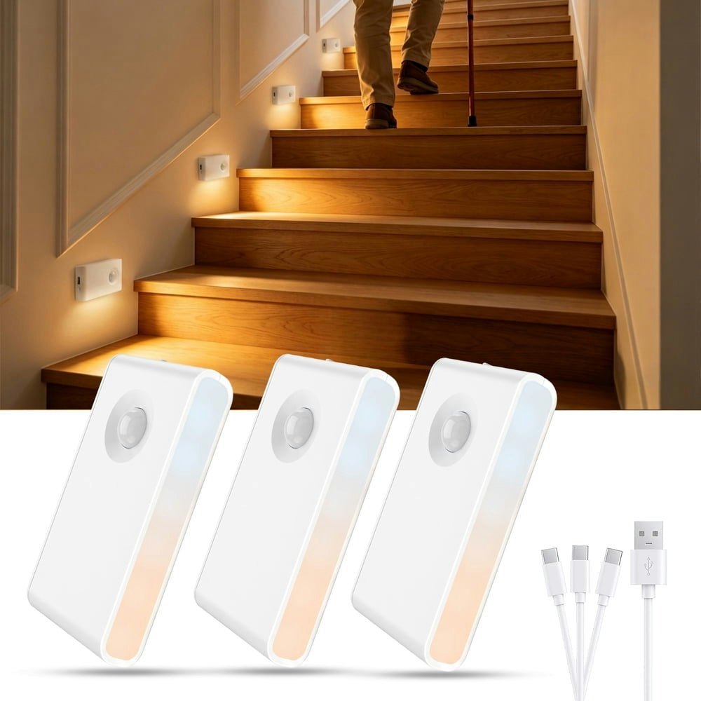 Gupup Rechargeable Motion Sensor LED Stair Light 3-Pack: $13.93