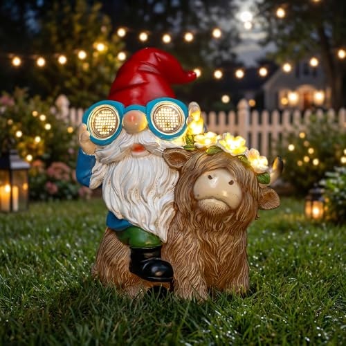 Zqqlite Solar Highland Cow Garden Gnome Statue: $19.98 Zqqlite Solar Highland Cow Garden Gnome Statue: $19.98