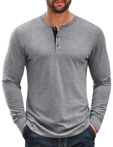 Coofandy Men's 3-Button Long Sleeve Henley Shirt: $14.98