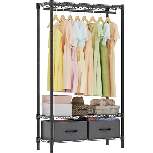 MZG 3-Tier Rolling Garment Rack with Drawers: $47.58